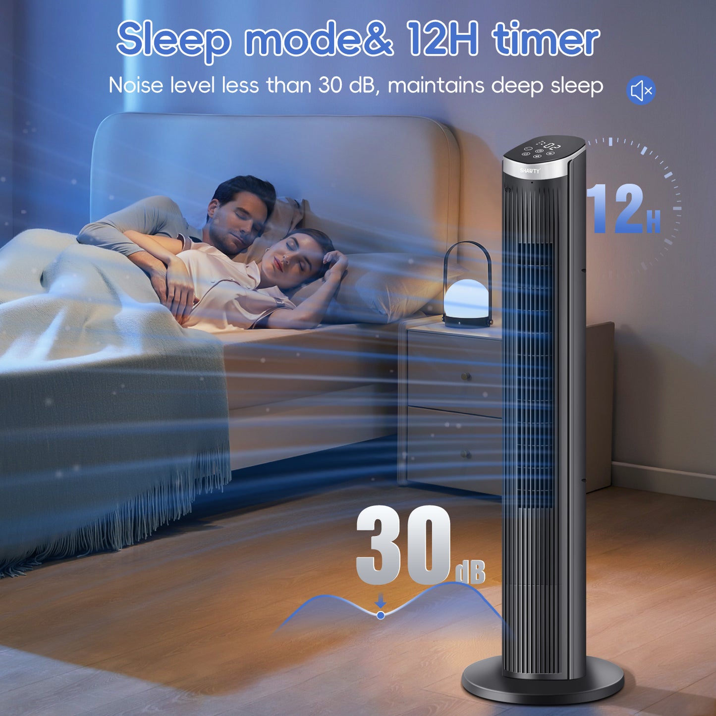40Inch Tower Fans for Home, LED Display with Remote, 90° Oscillating Fans , 28ft/s High Velocity,5 Speeds, 12H Timer, 3 Modes- Black.