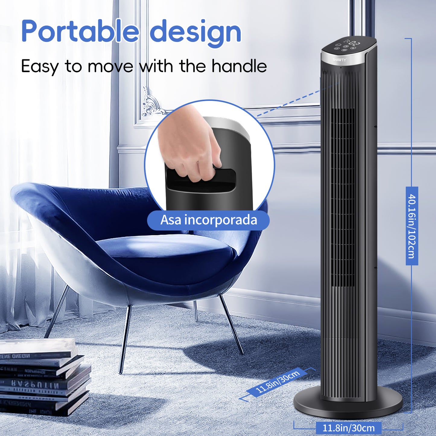 40Inch Tower Fans for Home, LED Display with Remote, 90° Oscillating Fans , 28ft/s High Velocity,5 Speeds, 12H Timer, 3 Modes- Black.