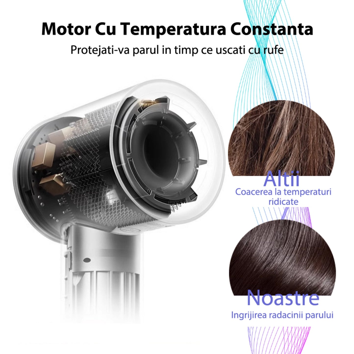 CIICII Ionic Blow Dryer,Professional 16000W high speed hair dryer,110000 RPM Brushless hair dryers,Three speeds, four temperatures, LED display screen-Gray