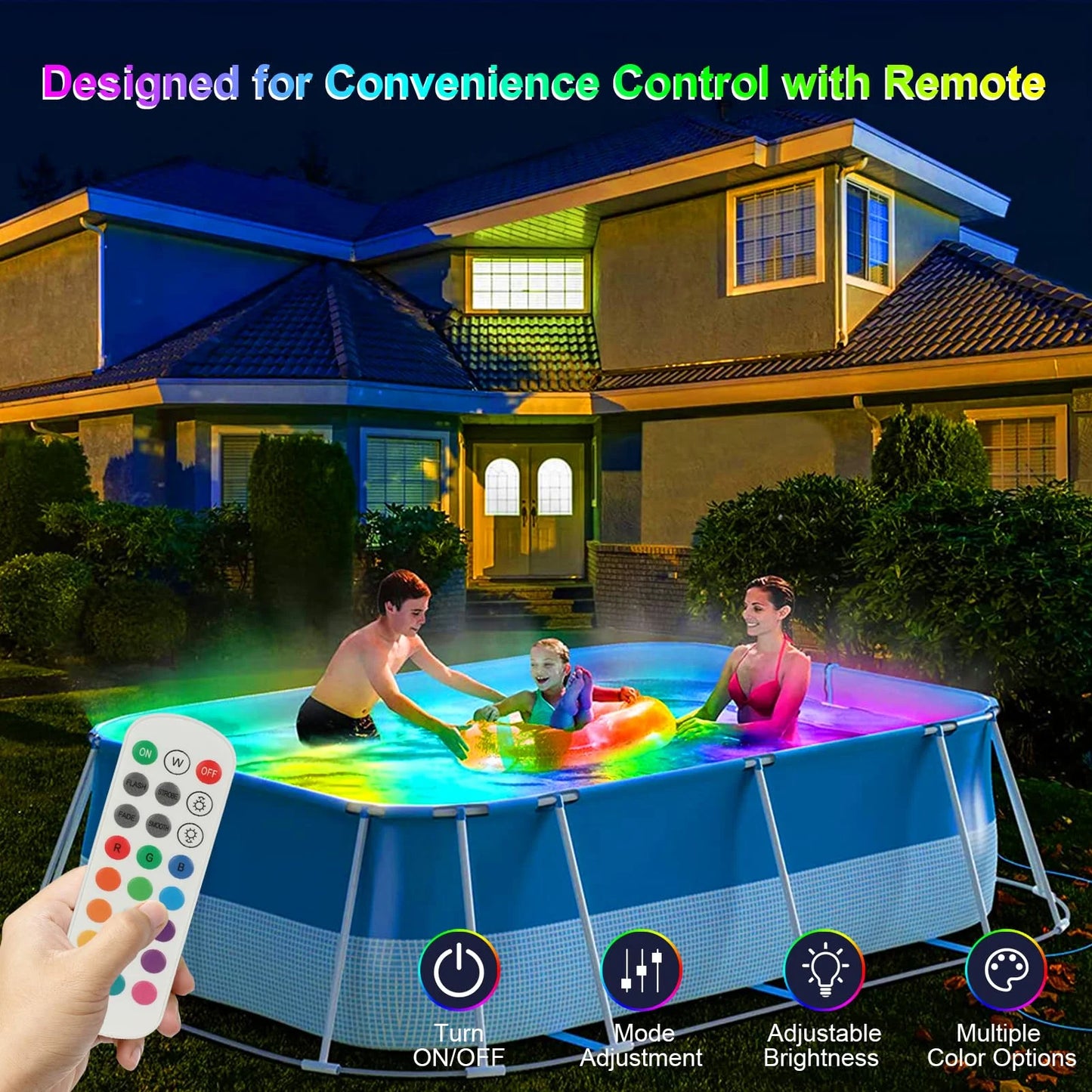 LED Pool Lights with APP Control, 10W Dimmable Underwater Submersible Lights Music Sync, IP68 Waterproof Color Changing 12V Pool Lights for Inground Aboveground Pool, 33ft Cord