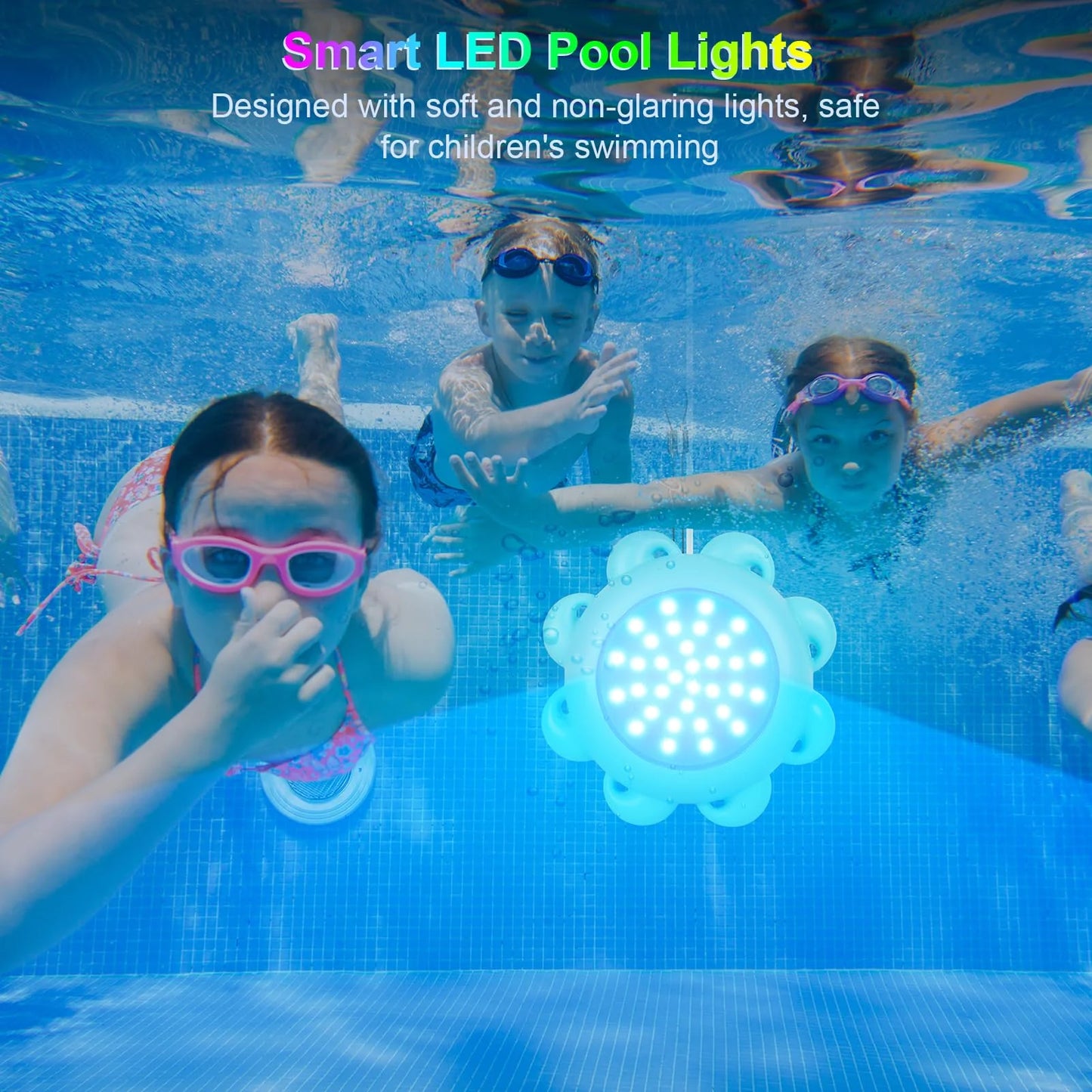 LED Pool Lights with APP Control, 10W Dimmable Underwater Submersible Lights Music Sync, IP68 Waterproof Color Changing 12V Pool Lights for Inground Aboveground Pool, 33ft Cord