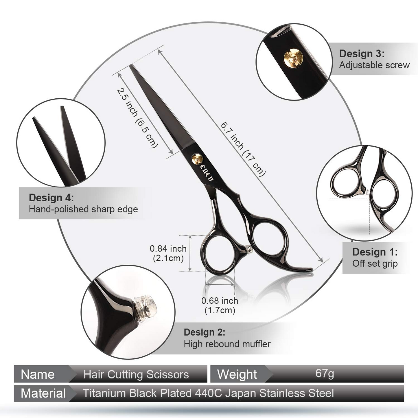 Hair Cutting Scissors Shears/Thinning/Set, CIICII 8 Pcs Professional Hairdressing Scissors Set