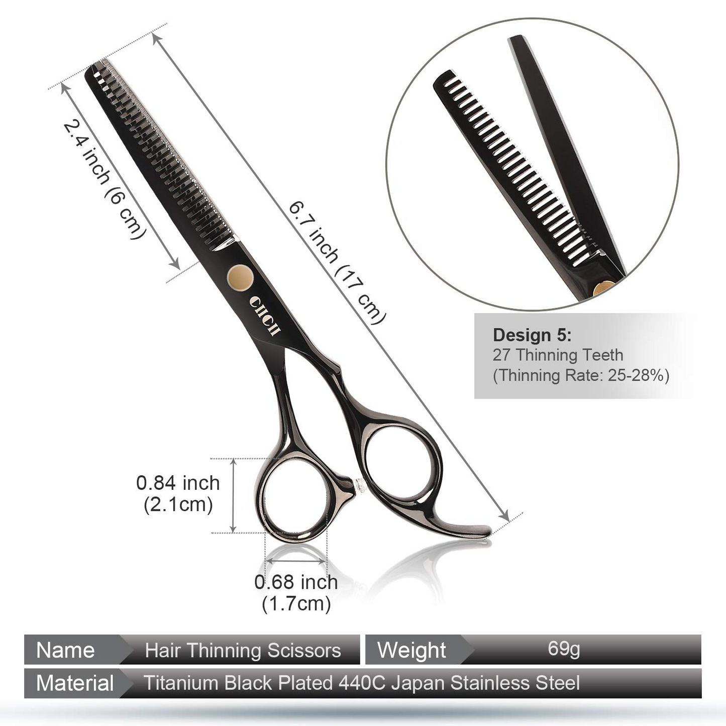 Hair Cutting Scissors Shears/Thinning/Set, CIICII 8 Pcs Professional Hairdressing Scissors Set